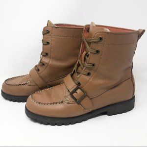 ANNA ALMEIDA Brown Faux Leather Combat Boots